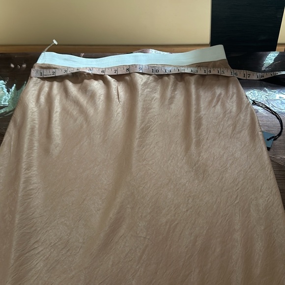 Tan Maxi Trumpet Skirt with Asymmetrical Ruffles - Picture 5 of 9